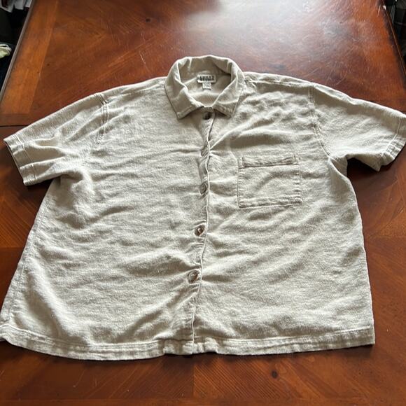 Chico’s Design 3 Beige Linen Blend Blouse Woman's Size 16 - Picture 6 of 8